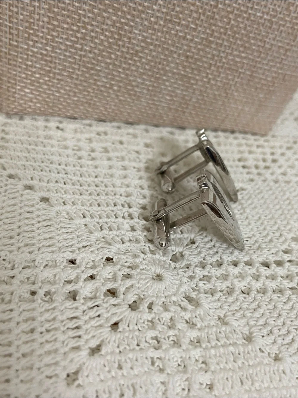Vintage SWANK Cufflinks Silver Tone Atomic MCM 1950s 60s Modernist